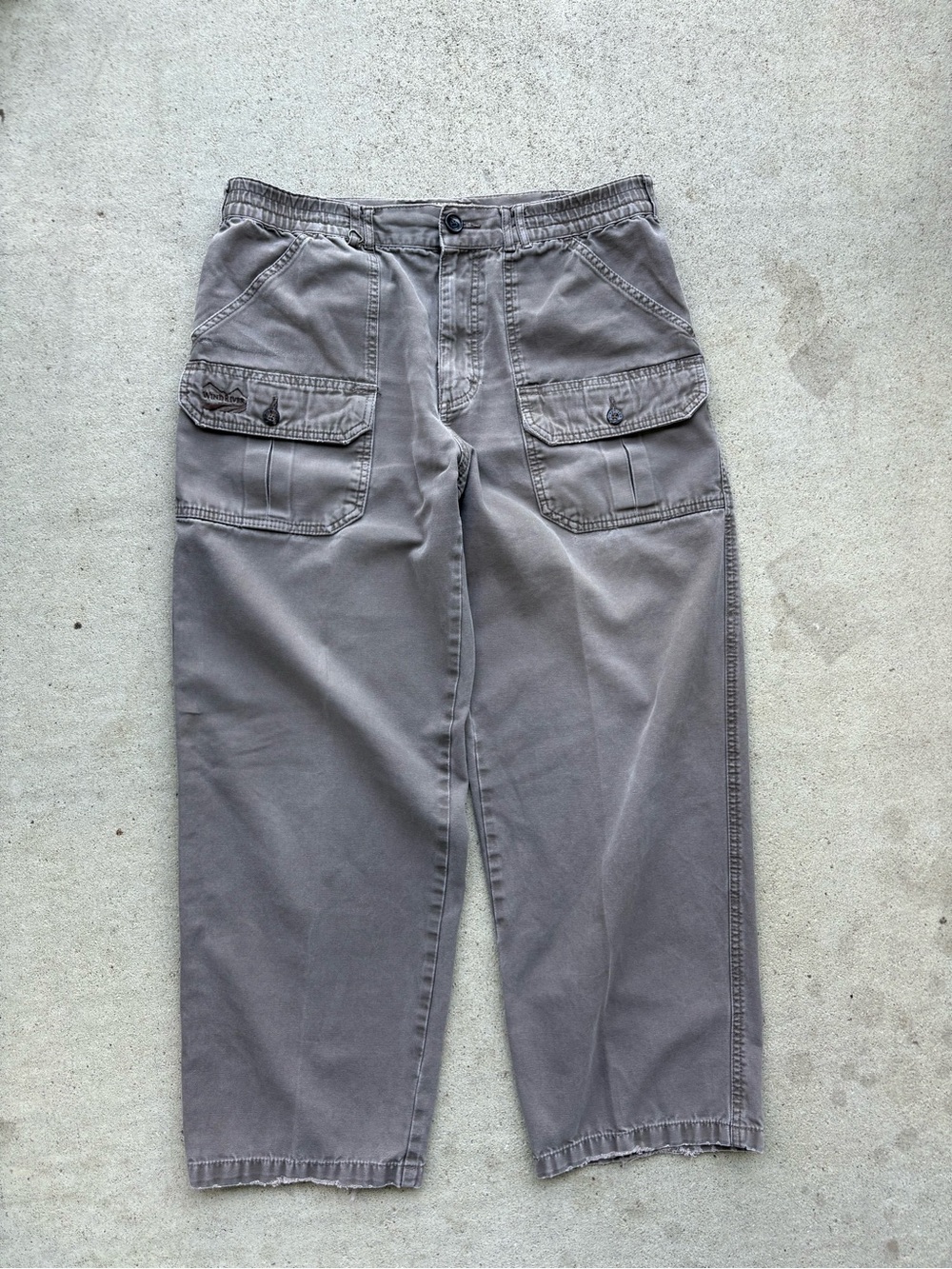 Vintage WindRiver Canvas Fatigue Baggy Cargo Pants Faded Chocolate Brown 34 x 28